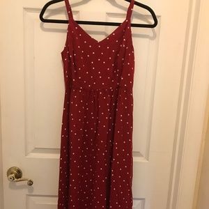 Old Navy Mid Length Red Dress White Polka Dots S